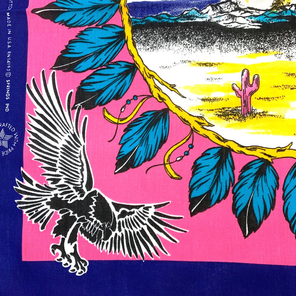 Vintage Springs Industries 14193 Hawk Indian Desert Rock Bandana 22" x 22" Pink - Picture 2 of 5